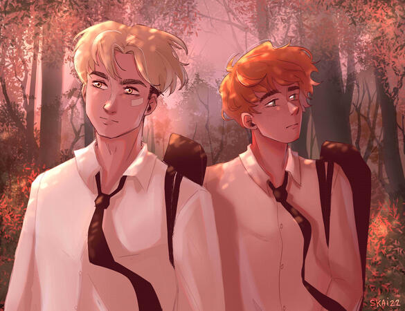 full color, bust + extra character + background