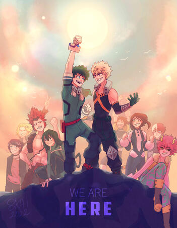 full color, full body + LOTS of extra chara + simple background