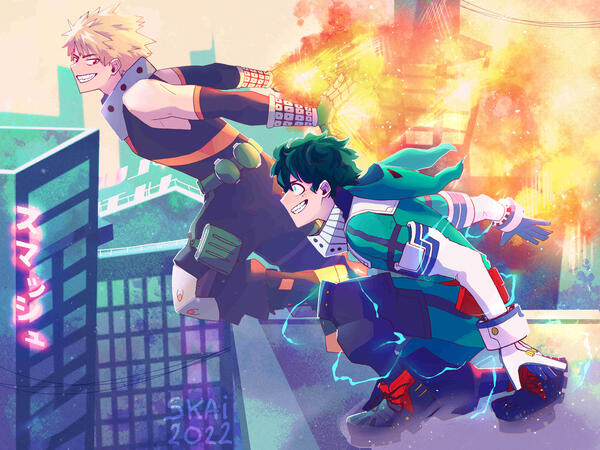 full color, full body + extra character + background